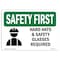 Signmission OSHA Sign, Hard Hats And Glasses Required W/ Symbol, 10in X 7in Aluminum, 10" W, 7" H, Landscape OS-SF-A-710-L-10643 - alternate 1